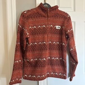 The North Face Men’s Fleece Quarter Zip Pullover Red Fair Isle Small